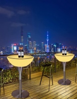 Стол светящийся круглый на металическом основании 80х80х96